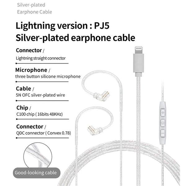 JCALLY – PJ5 Upgrade Cable for IEM with mic - 3