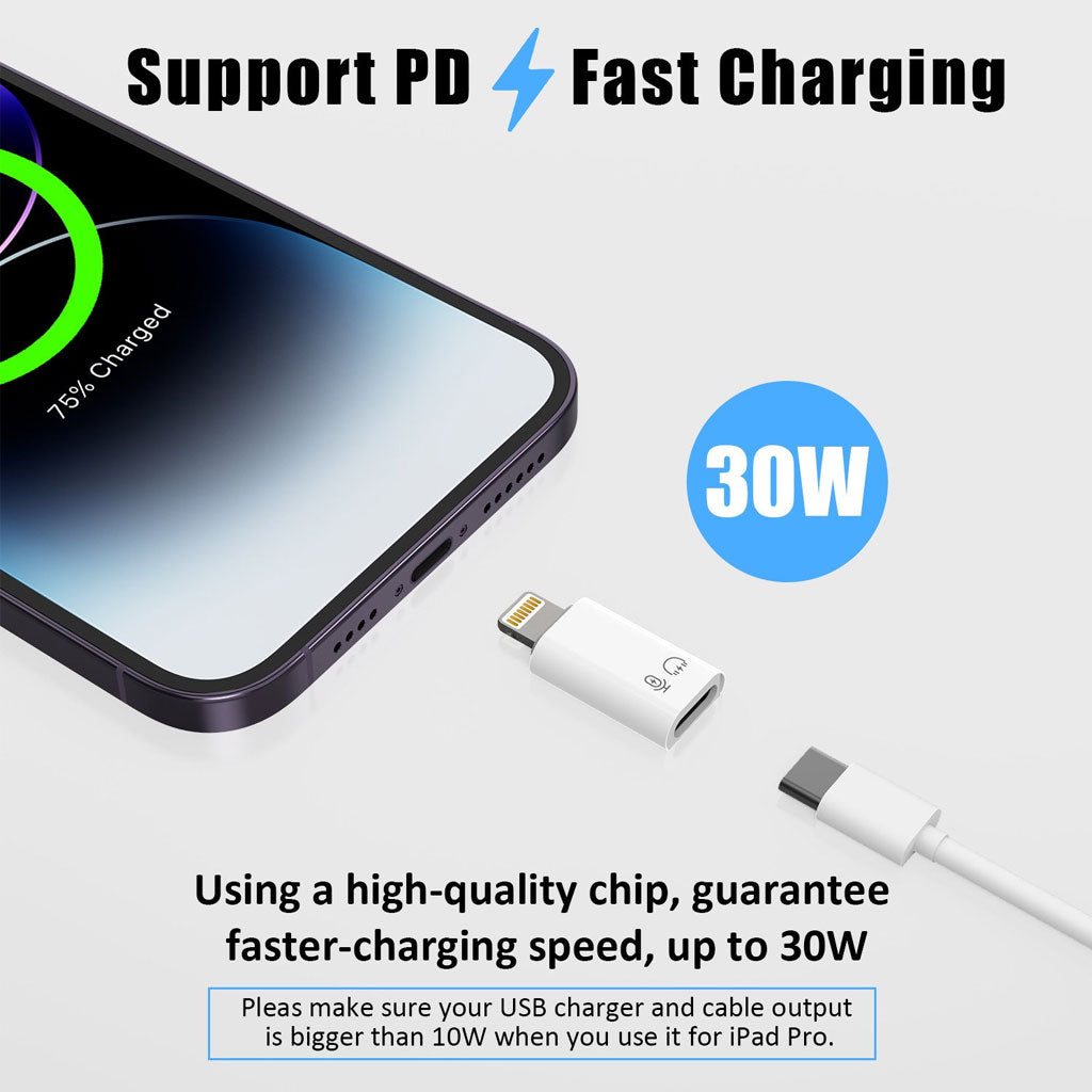 TECPHILE Lightning to Type-C OTG Adapter 30W