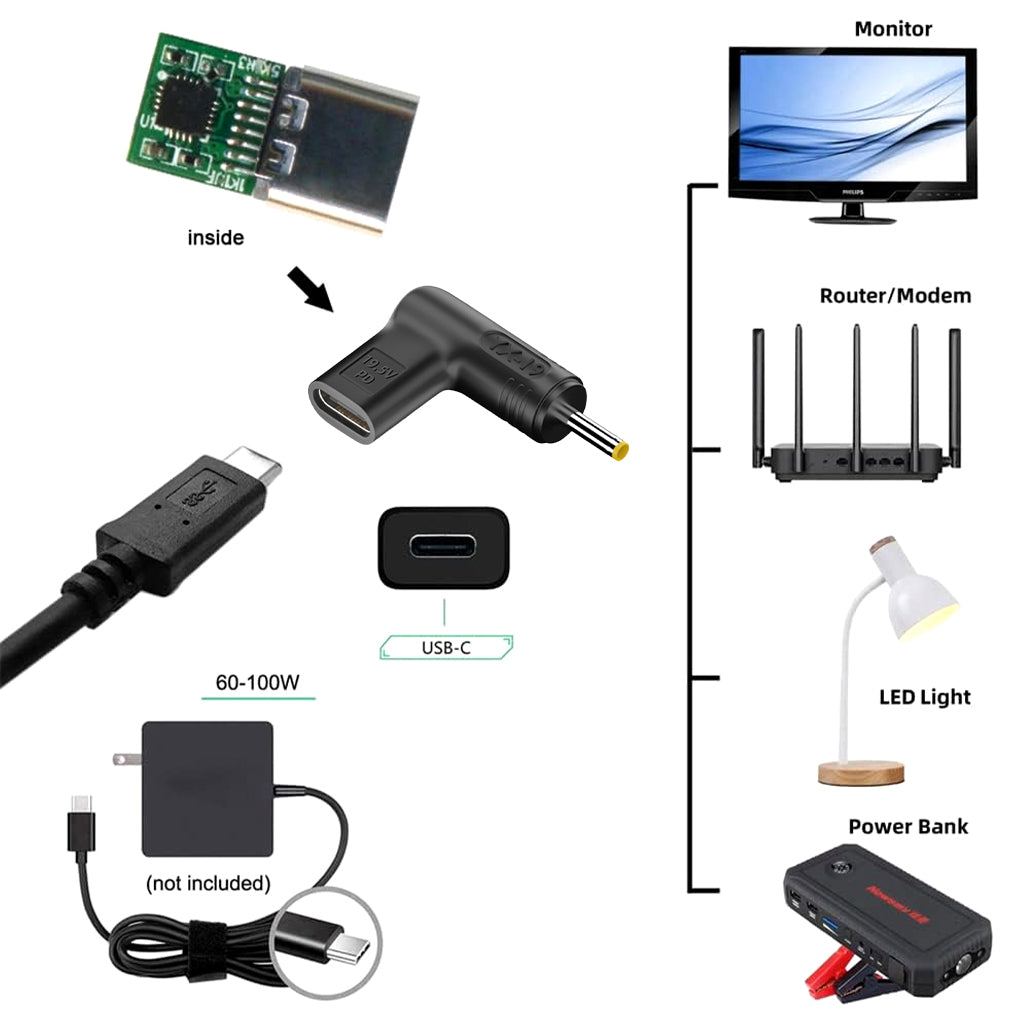 TECPHILE - 100W Type C Female to Asus Laptop Adapter
