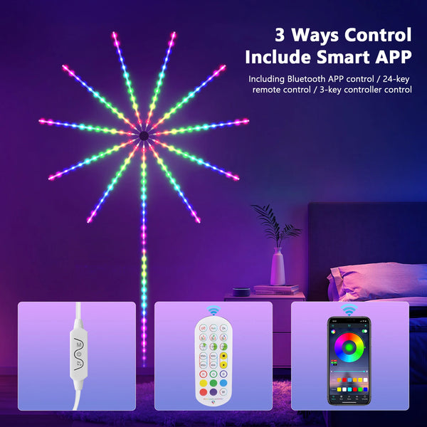 TECPHILE Firework LED Strip Light, App & Remote Control, Music Sync - 9