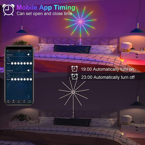 TECPHILE Firework LED Strip Light, App & Remote Control, Music Sync - 8