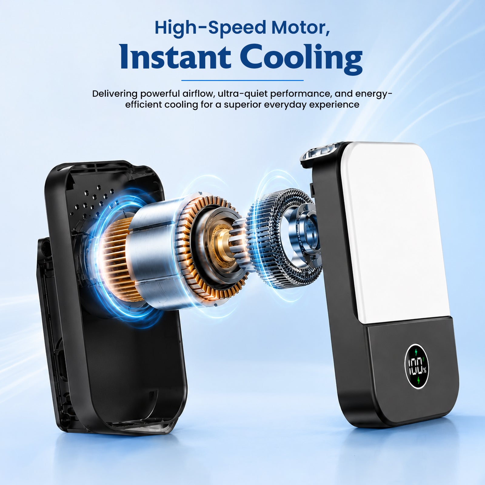 DQ205 Portable Neck Fan with LCD Display Rechargeable & 3-Speed Airflow