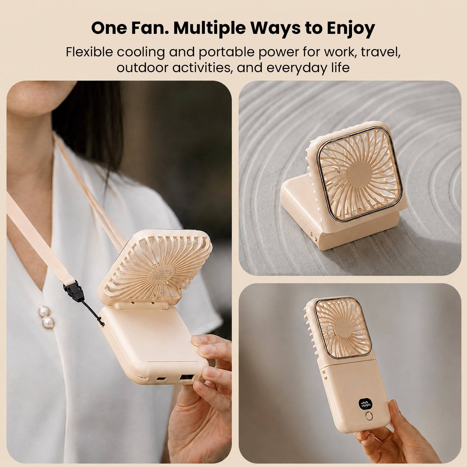 Battery compartment showing 2500mAh high-capacity rechargeable battery for extended cooling, with digital display and USB port