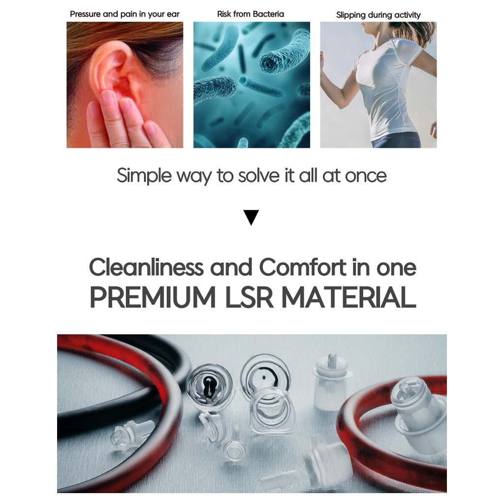 Divinus Prism eartips offer cleanliness and comfort with premium LSR material, solving ear pressure and slippage issues.