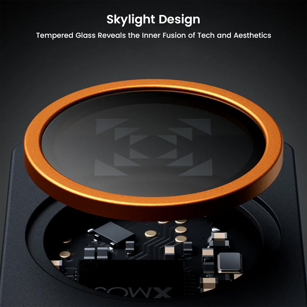 FOSI AUDIO – DS3 Portable DAC/Amp features a skylight design with tempered glass, showcasing internal components for a tech-inspired aesthetic.