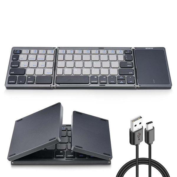 B089T Tri Fold Foldable Bluetooth Keyboard with Touchpad - 12