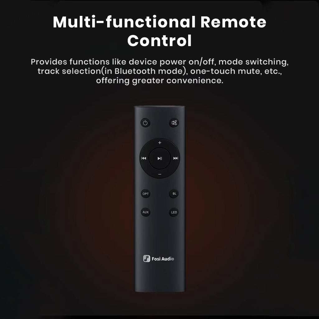 Fosi Audio HT4S Multi-Channel Bluetooth Power Amplifier multifunctional remote