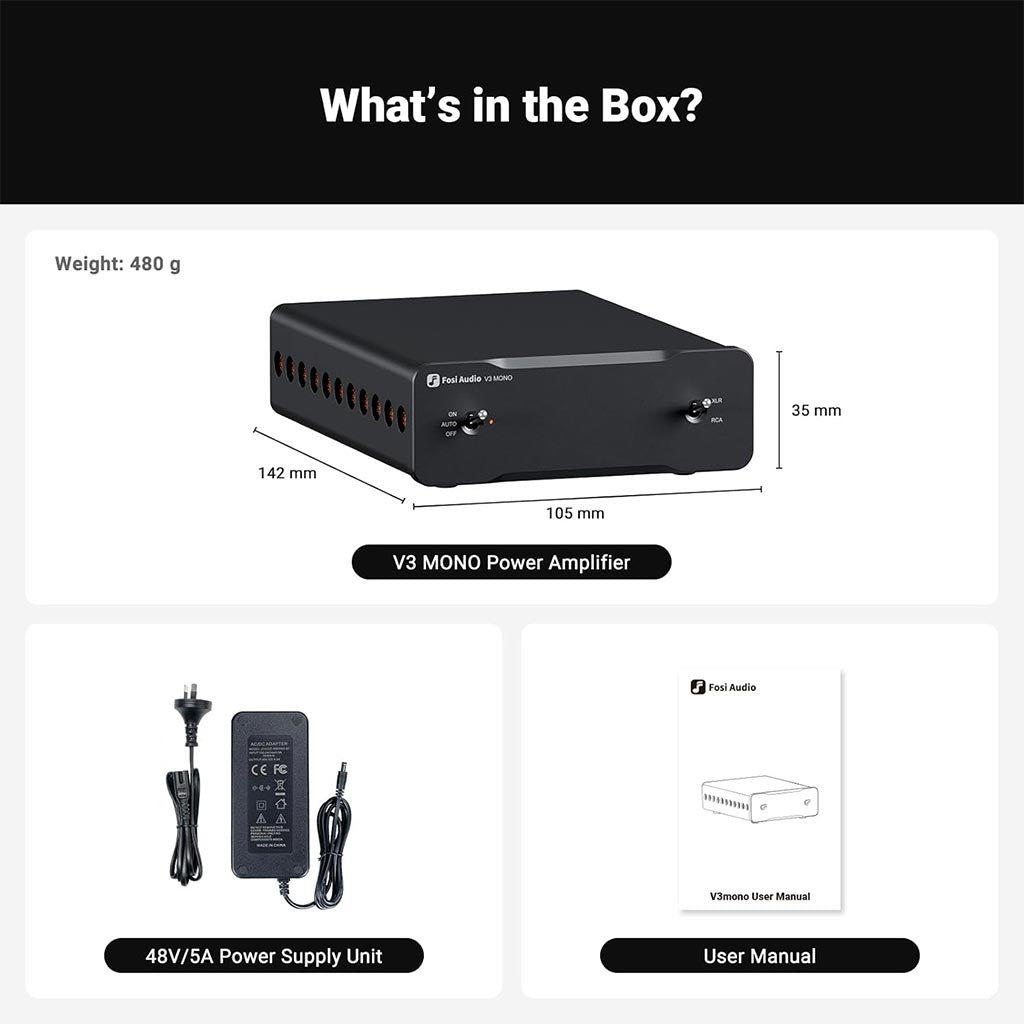 Fosi Audio V3 Mono 240W Power Amplifier for Home Audio Speakers