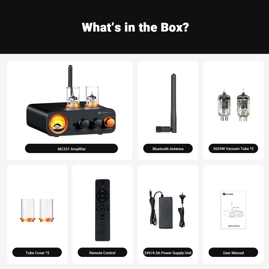 Fosi Audio - MC331 Tube Integrated Bluetooth Amplifier with DAC