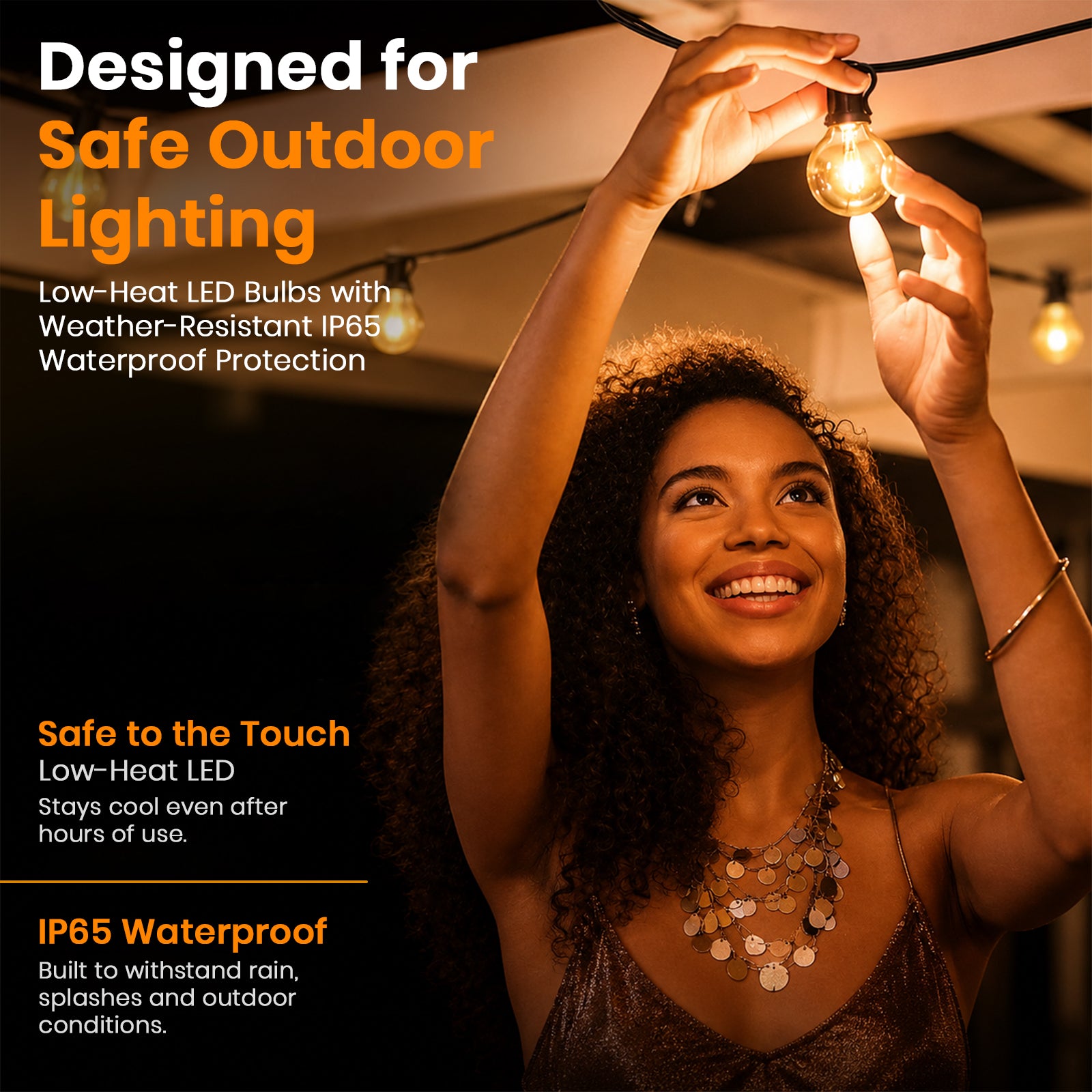 G40 Outdoor String Lights 50ft Decorative 24V Light Dimmable with Remote