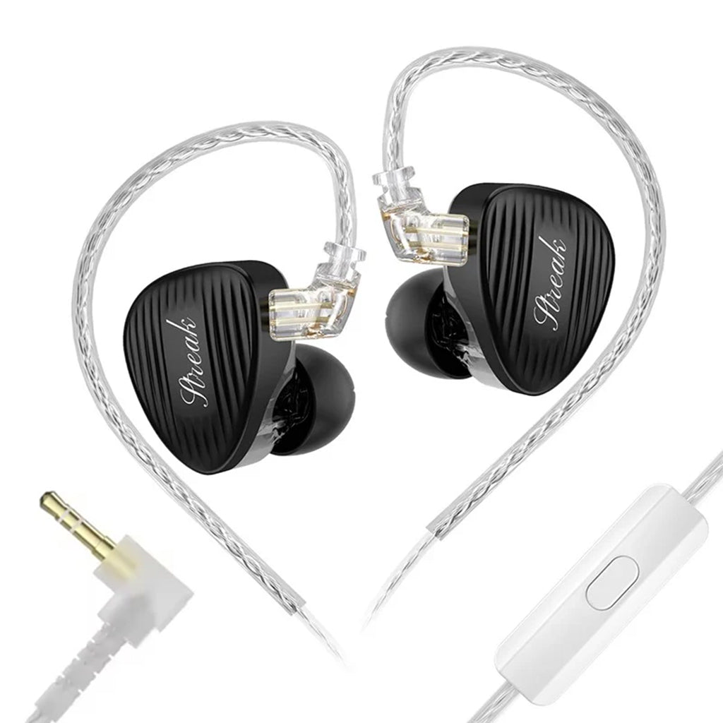 In-ear monitors with black shells and clear cables