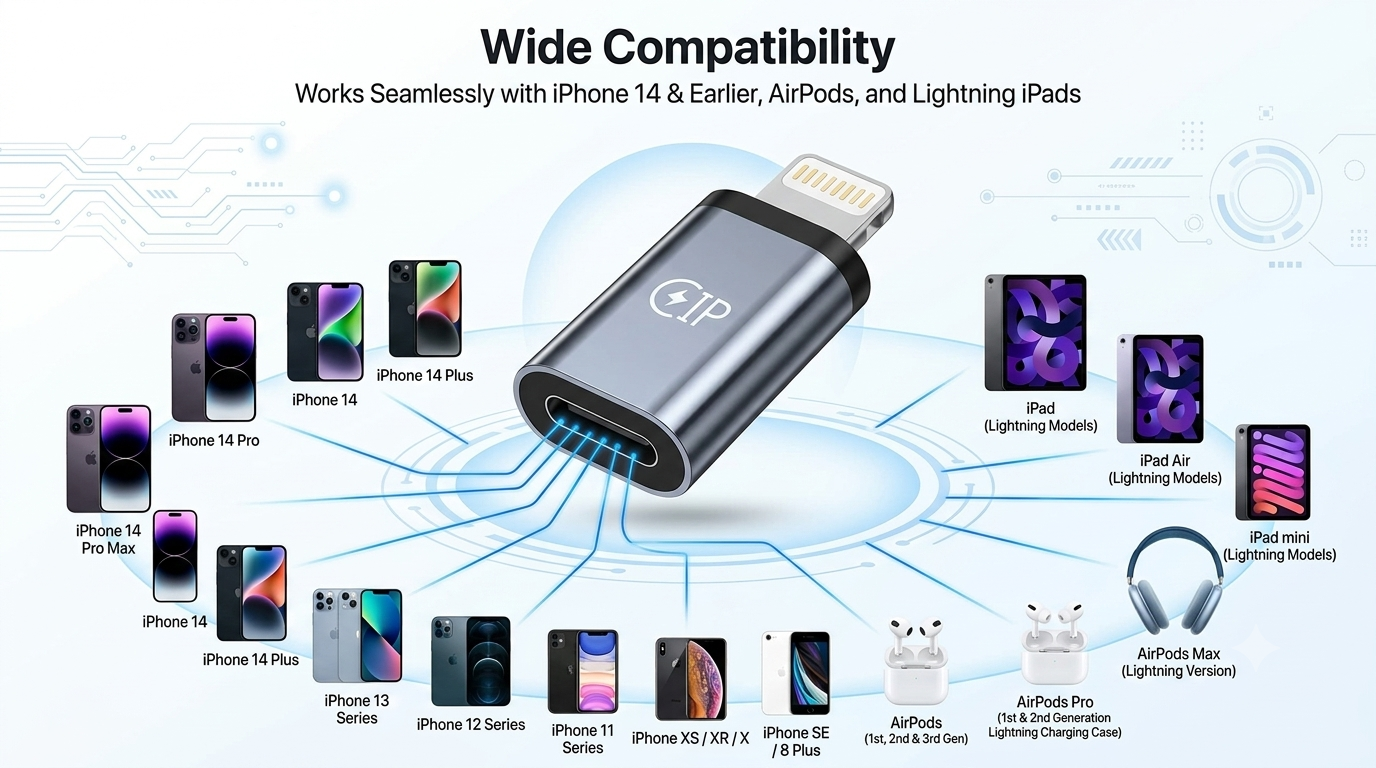 TECPHILE- 20W USB Type-C to Lightning Adapter Converter for iPhone