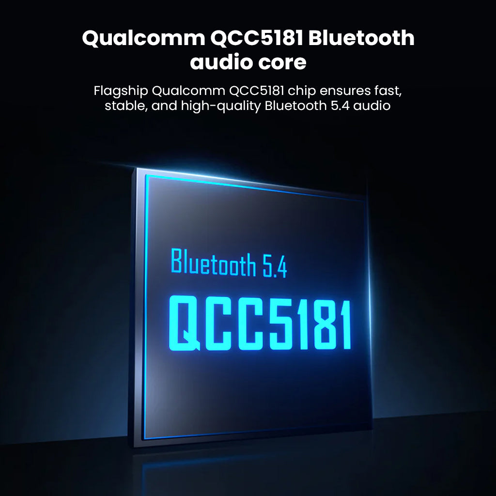 HiBy W4 Bluetooth amplifier powered by Qualcomm QCC5181 chip for fast, stable Bluetooth 5.4 audio streaming and high-quality wireless performance.