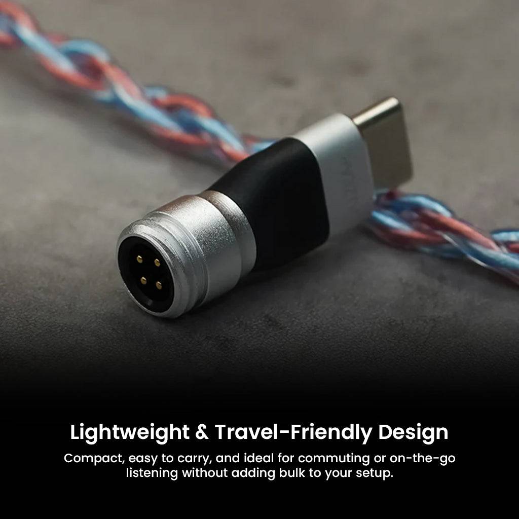 Lightweight and travel-friendly JUZEAR Defiant TYPE-C DAC Adapter designed for easy portability and on-the-go high-quality audio listening.