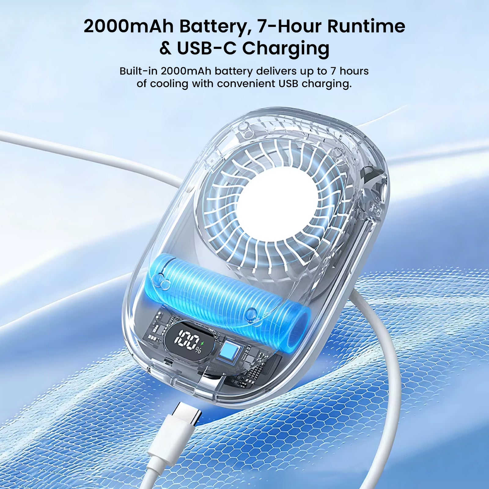 TECPHILE – KLX012 Portable Clip-On Fan USB Powered Rechargeable Mini Fan