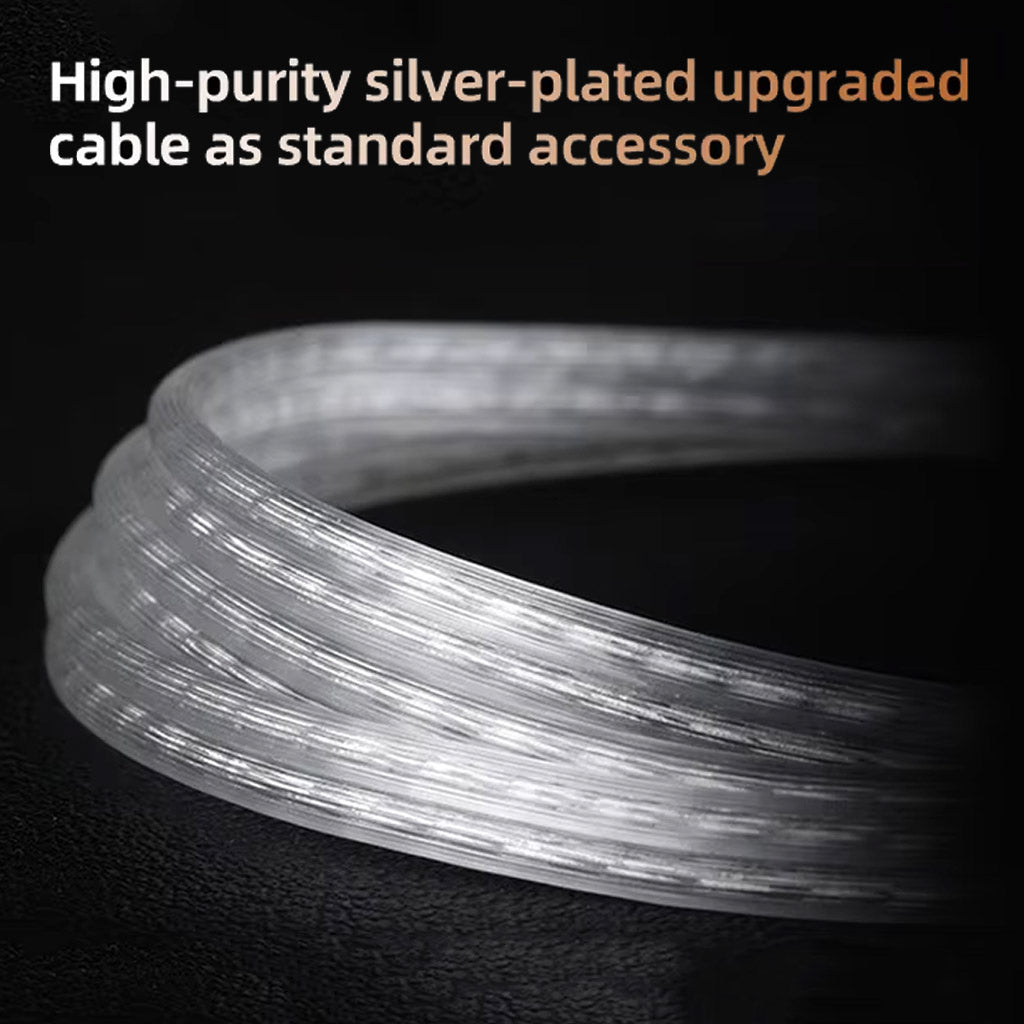 High-purity silver-plated upgraded cable included with KZ Decet 10 Dynamic Driver IEM for superior signal transmission.