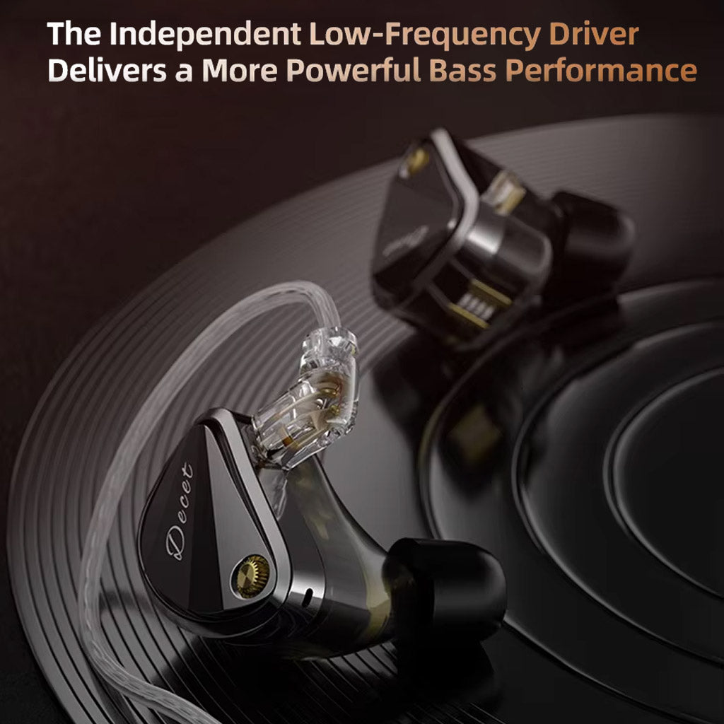 KZ Decet 10 IEM with independent low-frequency driver enhances bass performance for a powerful audio experience.