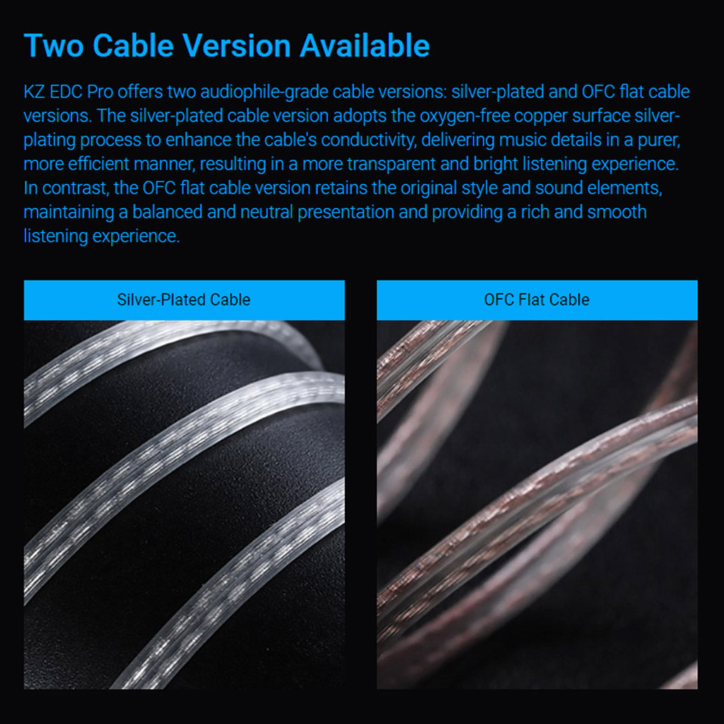 KZ EDC PRO IEM Silver plated or ofc flat cable