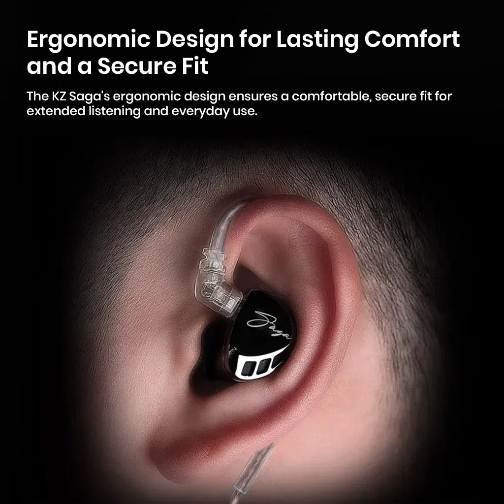 KZ Saga Inner Magnetic Dynamic Driver in ear monitor comfortable fit