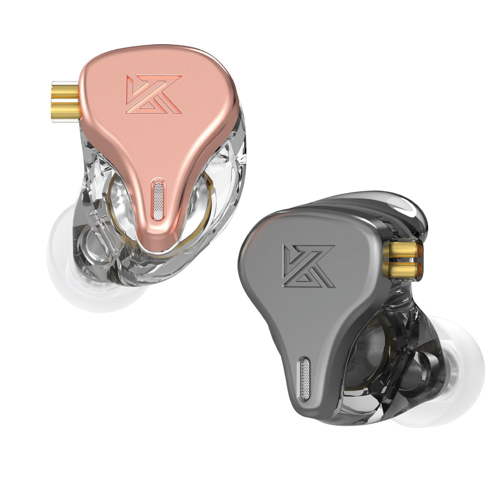 KZ x HBB – DQ6S 3 Dynamic Driver In Ear Monitor in rose gold and gunmetal finish, showcasing stylish dual-color shell for premium audio appeal.