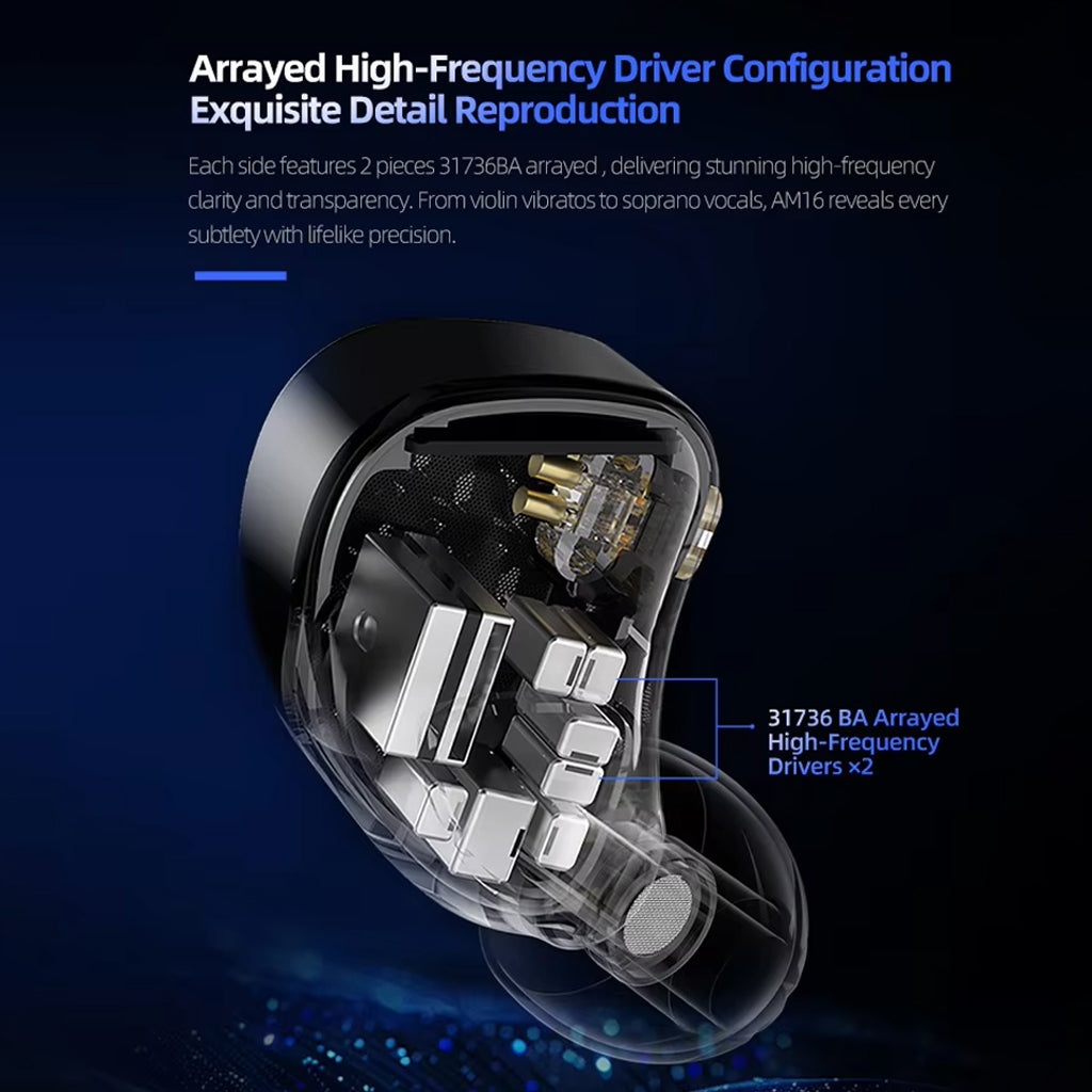 KZ AM16 Sixteen-Driver Hi-Fi In-Ear Monitors with High Quality BA Drivers