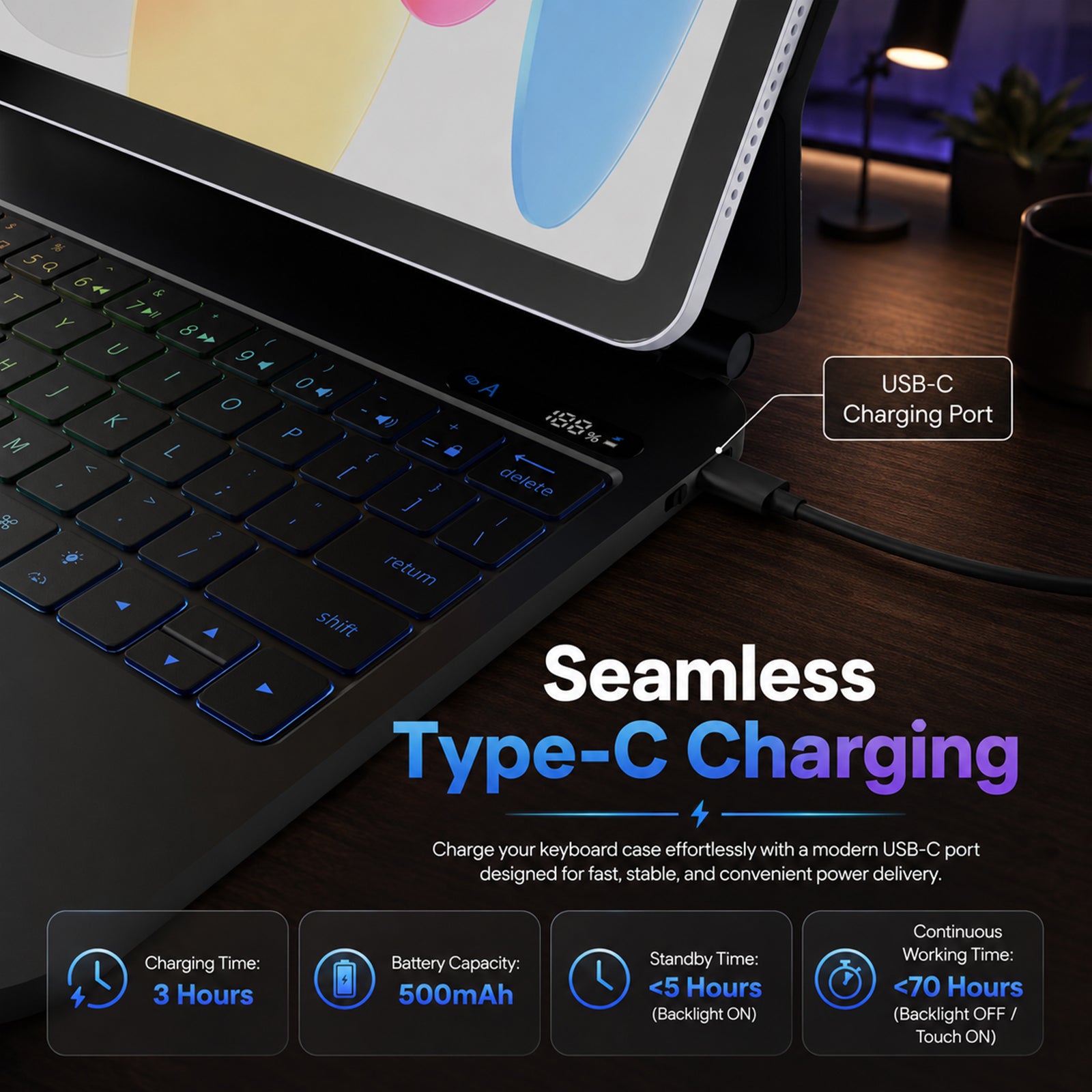 Black foldable laptop with RGB backlit keyboard, featuring a high-precision multi-gesture trackpad, sleek design, and advanced touch sensors