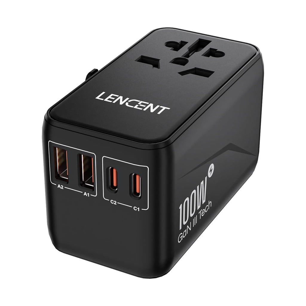 LENCENT World to US Plug Adapter with 3 USB & 1 PD Type-c Quick Fast