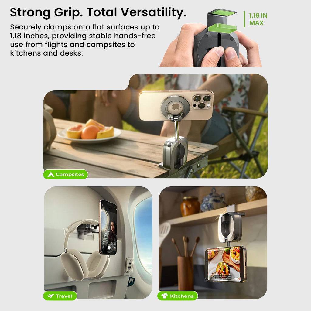 Magnetic phone stand with clamp base for desks