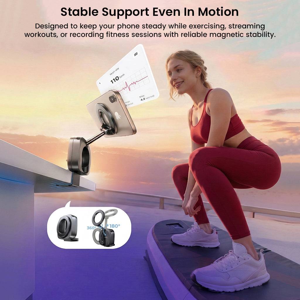 Foldable magnetic phone holder with 360-degree rotation for versatile viewing angles