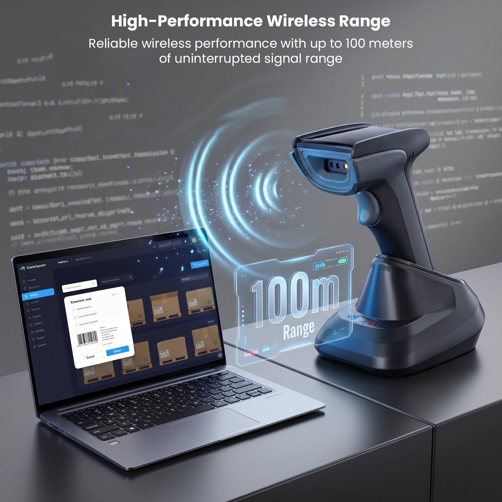 Luckydoor- DS230BT 1D & 2D 2-IN-1 Wireless Barcode Scanner with Charging Base