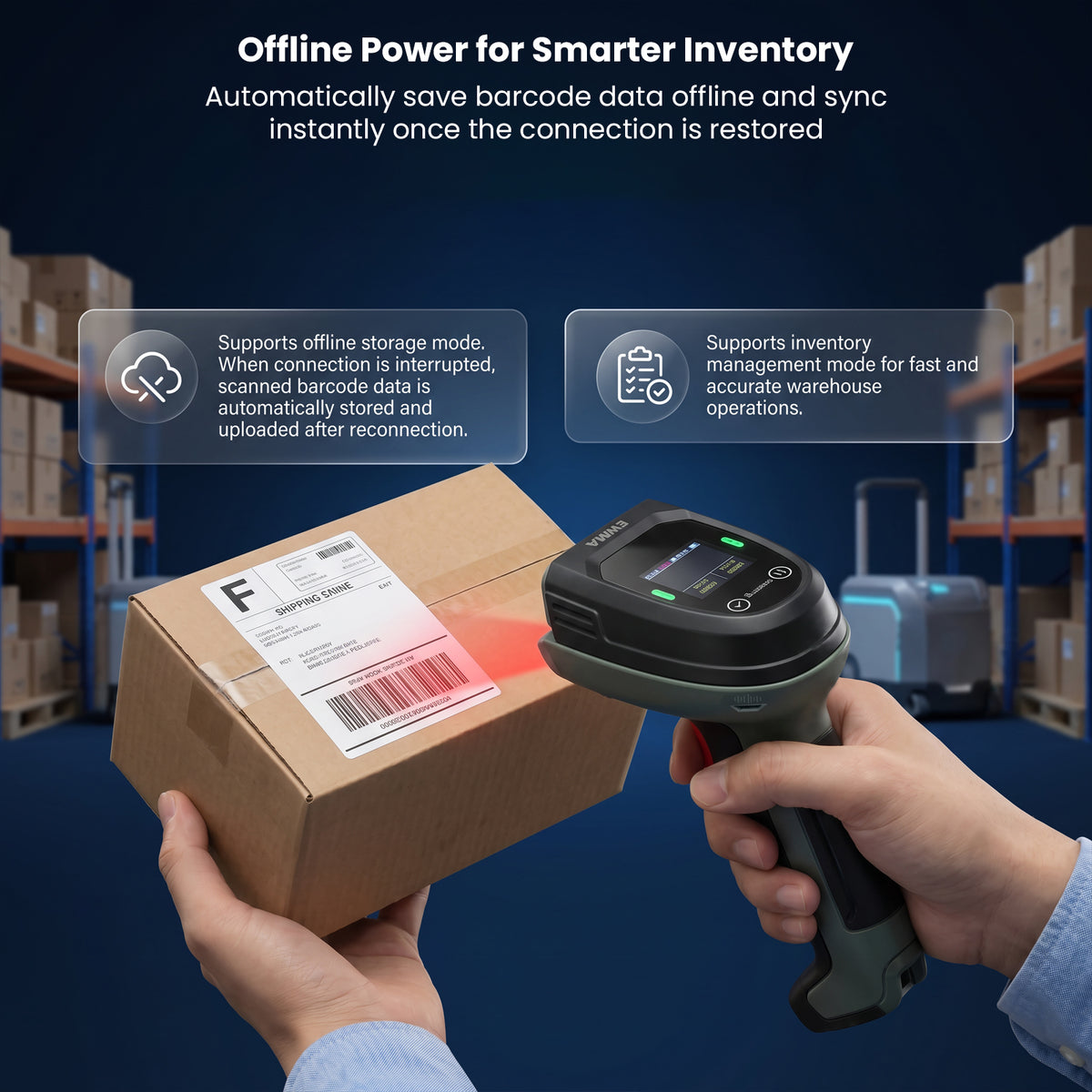 wireless barcode scanner to scan a shipping label