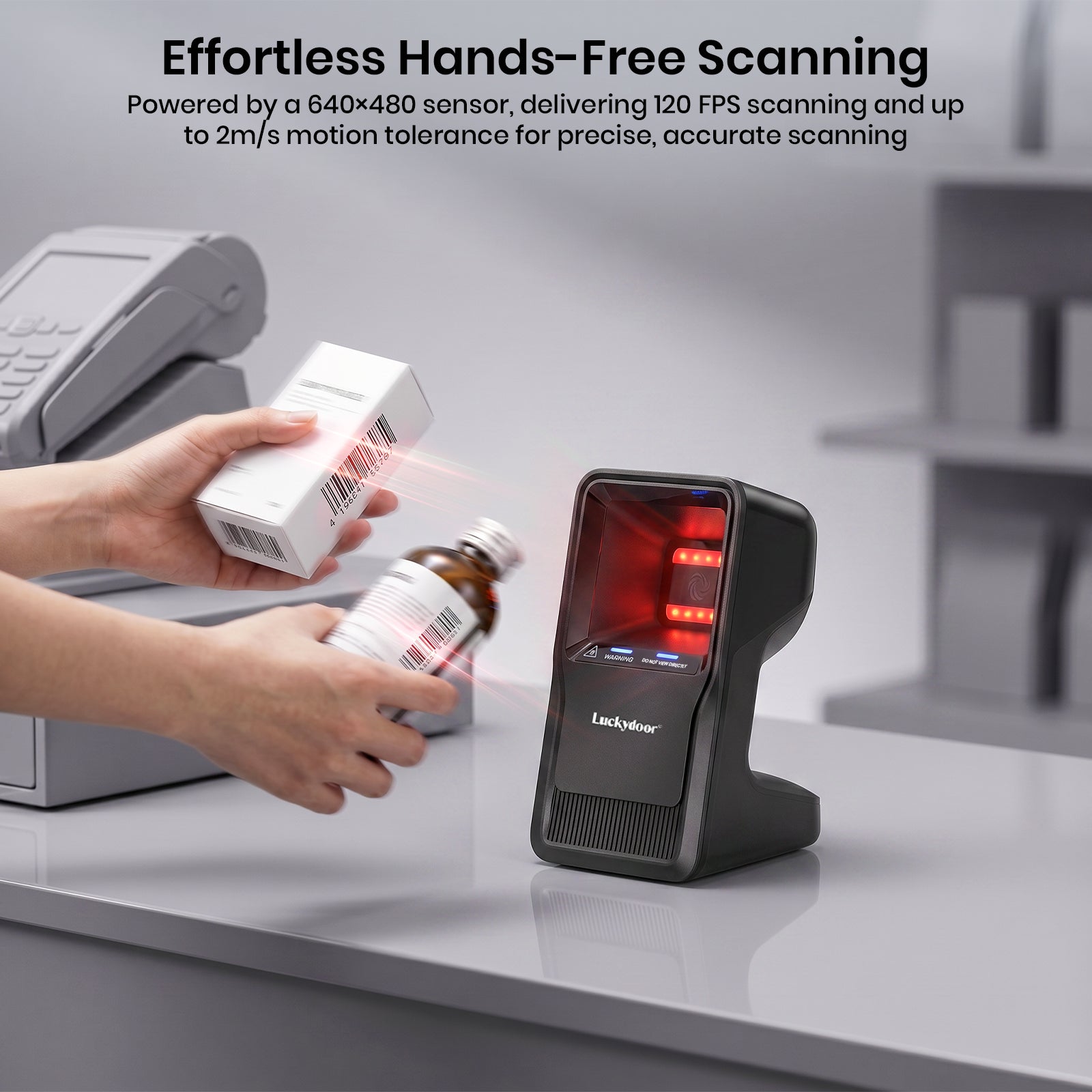 Luckydoor- 2D & 1D USB Wireless Small Square Omnidirectional Barcode Scanner
