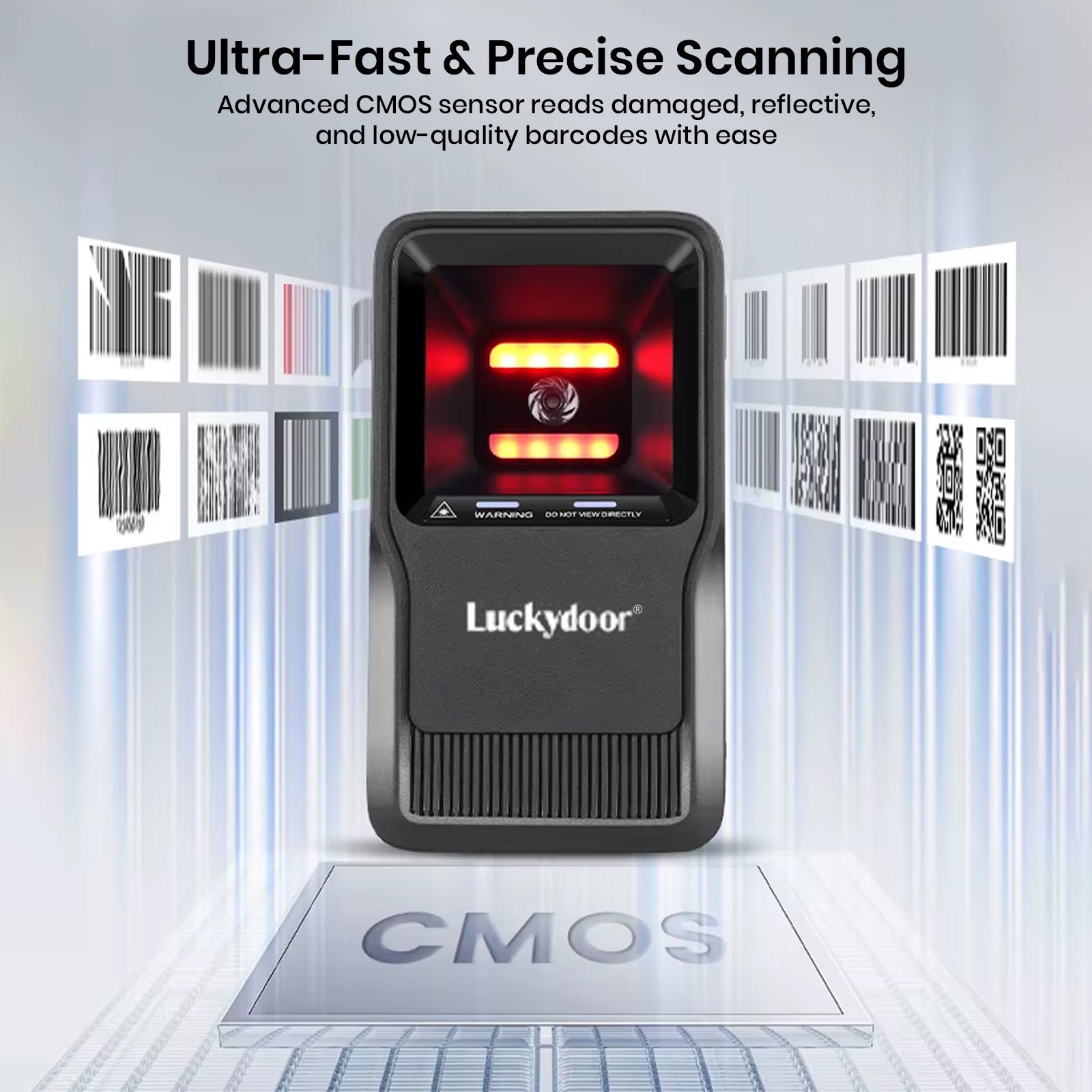 Luckydoor- 2D & 1D USB Wireless Small Square Omnidirectional Barcode Scanner