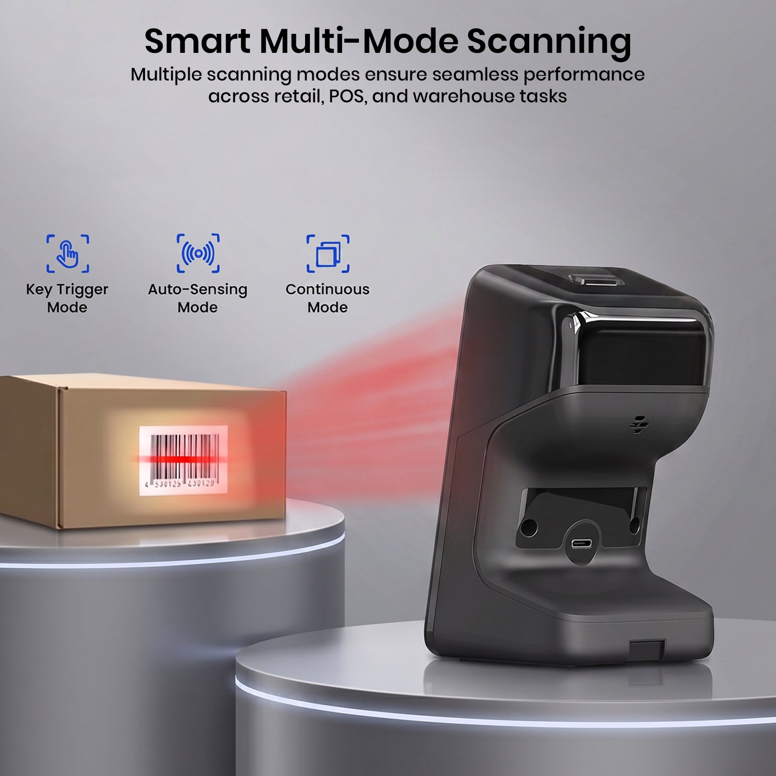 Luckydoor- 2D & 1D USB Wireless Small Square Omnidirectional Barcode Scanner