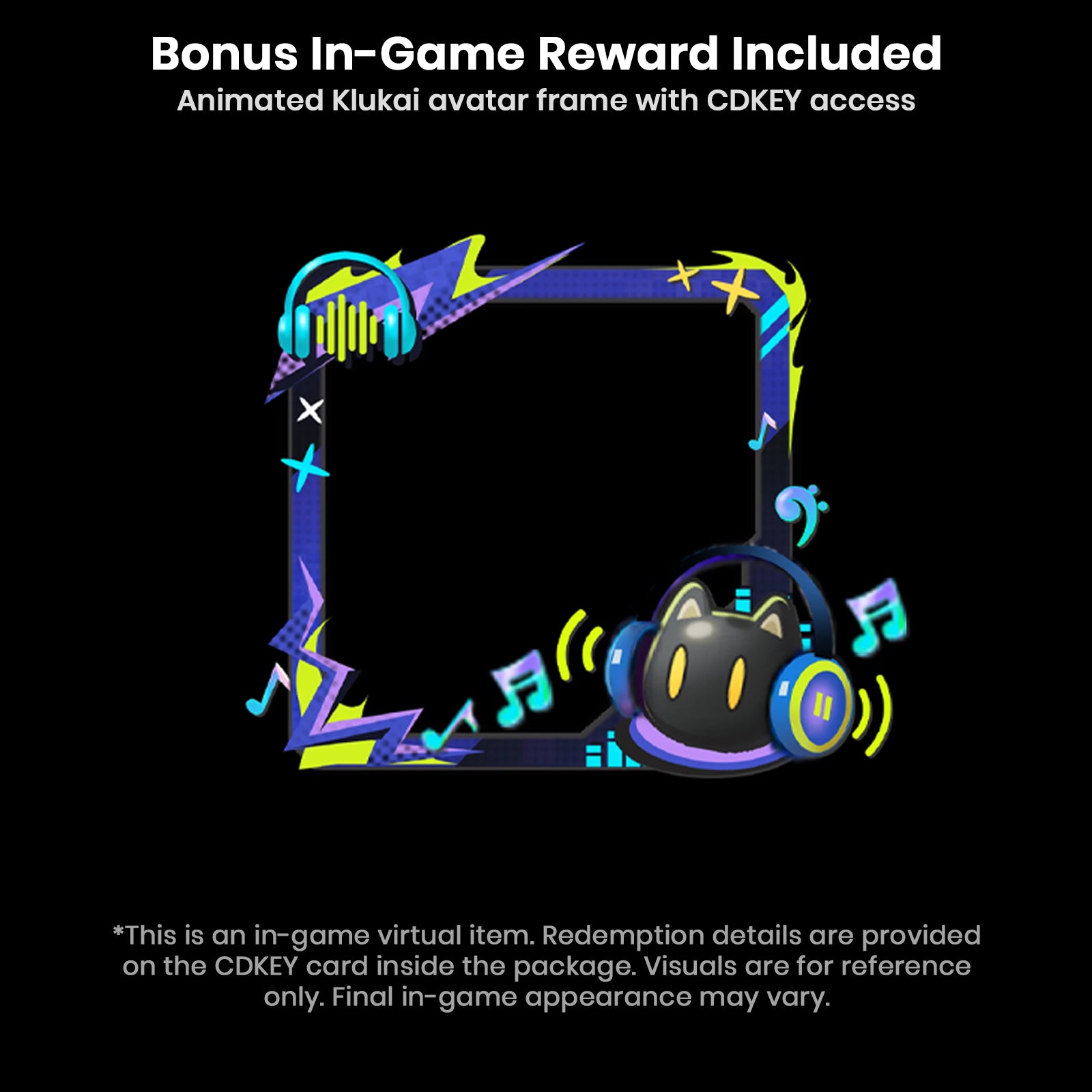 In-game promotional display highlighting earbuds battery life and charging case capacity
