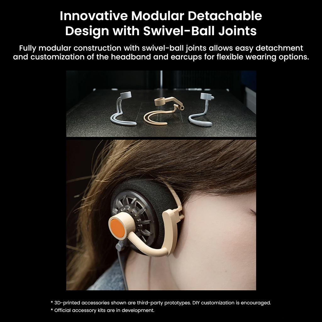 MOONDROP On-ear Headphone modular design with swivel-ball joints for customizable headband and earcup configurations.