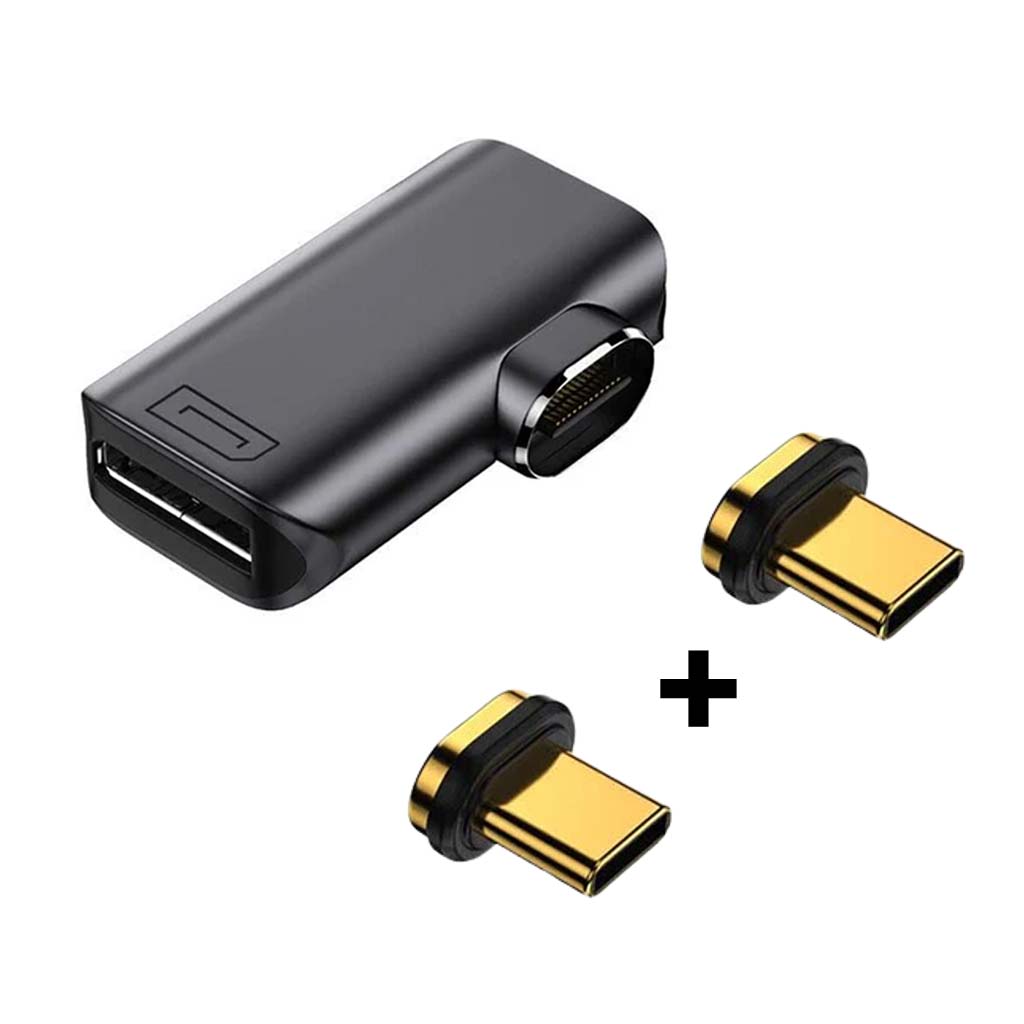 TECPHILE 8K UHD Magnetic Type C to DP Converter Adapter includes two gold-plated USB-C magnetic tips for seamless multi-device connectivity.