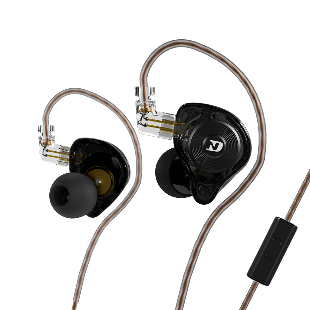 ND LEO 10mm dynamic driver in-ear monitor with black housing and copper cable