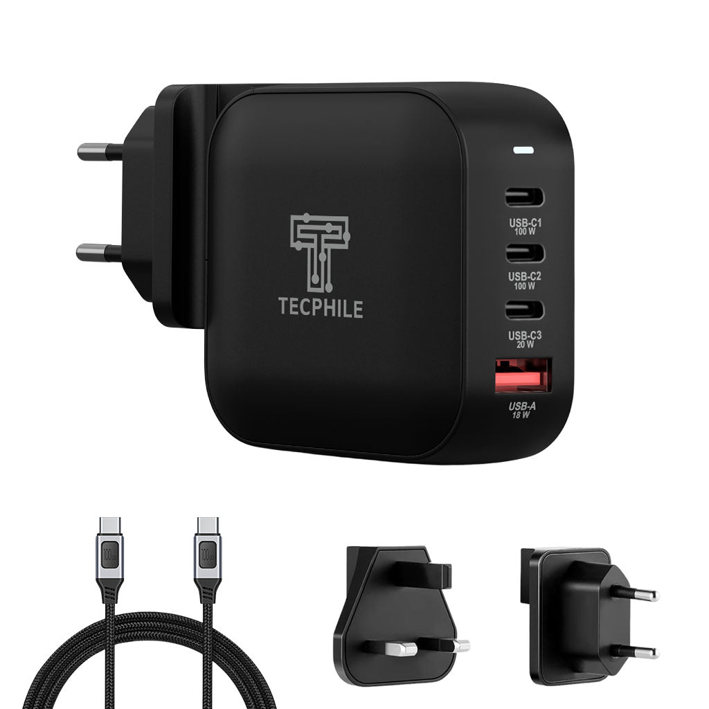 TECPHILE 100W GaN Charger with Fast Charging Cable