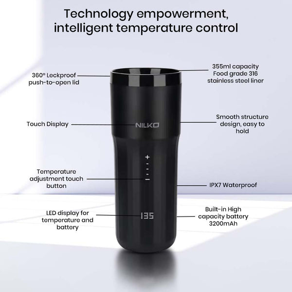 NiLKO N1 Pro 355ml Temperature Control Smart Travel Mug with LED Display - 5
