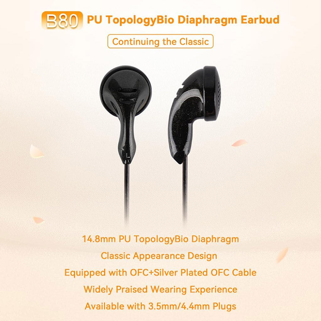 NiceHCK B80 Flathead Wired Earphones with 14.8mm Dynamic Driver and PU TopologyBio Diaphragm