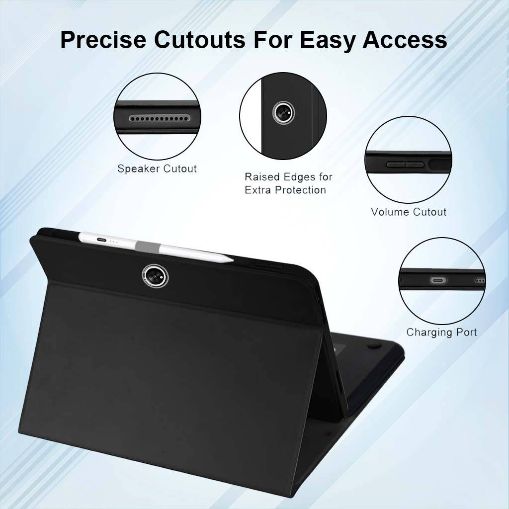 OP121 Keyboard Case for OnePlus Pad 2/Pad Pro/Oppo Pad 3 Pro 12.1” with precise cutouts for speaker, volume, and charging port. Features raised edges for extra protection.