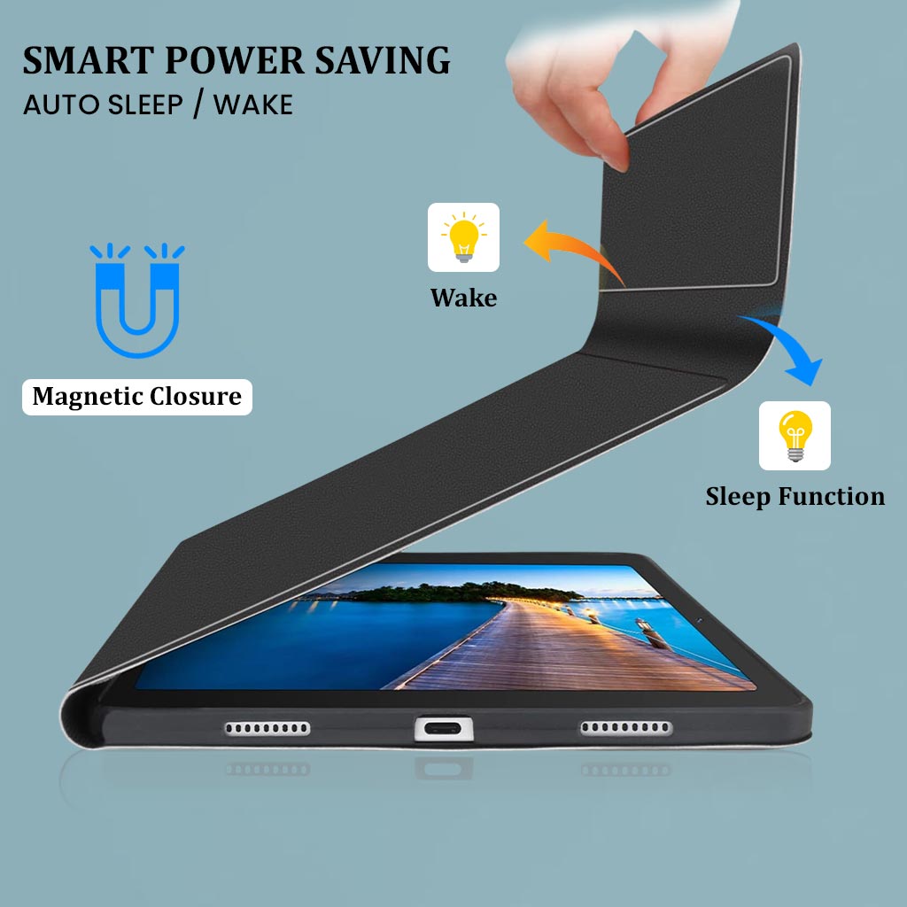 Smart magnetic keyboard case with auto sleep/wake function for Lenovo Tab M11 and Moto Pad 60 Neo, enhancing battery efficiency.