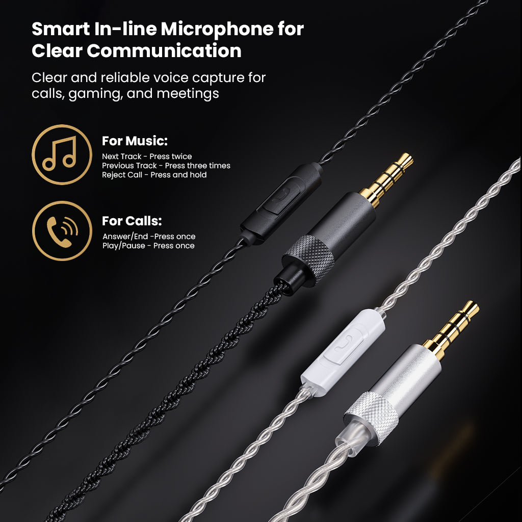 Microphone and cable for communication and gaming