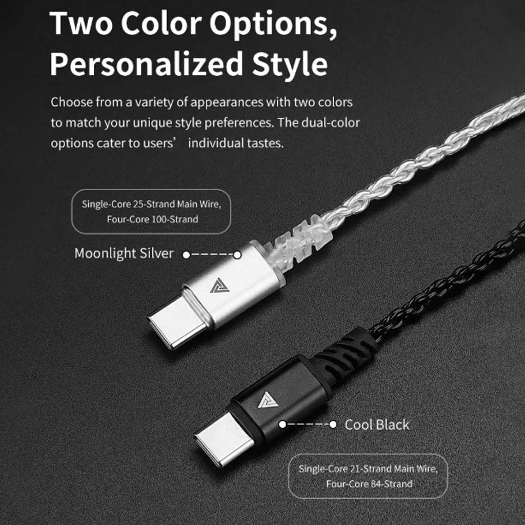 QKZ-TC 100 IEM to USB Type-C Audio Cable with 2 Color Variations
