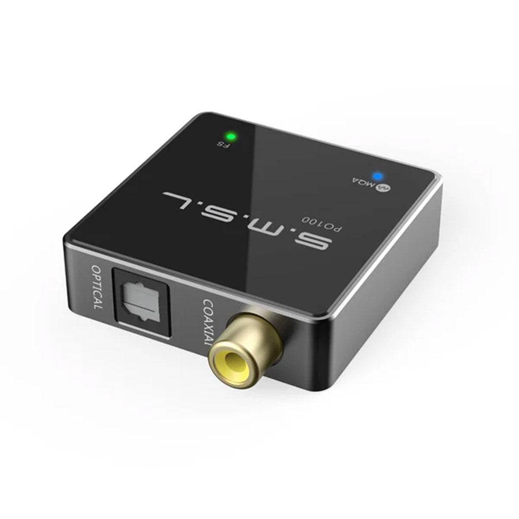 S.M.S.L – PO100 2024 Compact USB Digital Audio Interface with optical and coaxial outputs, ideal for high-fidelity audio conversion.