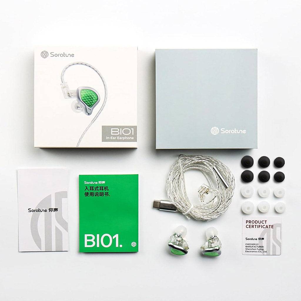 Soratune BI01 In-Ear Monitor Earphones Package Content