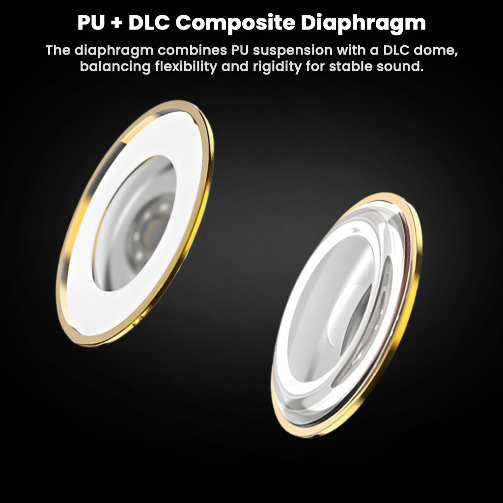 PU and DLC composite diaphragm of TANCHJIM NORA In ear Monitor combining flexibility and rigidity for stable and balanced sound output.