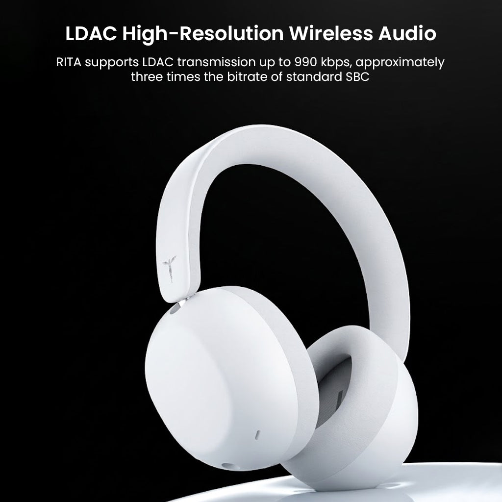 White wireless headphones with LDAC support