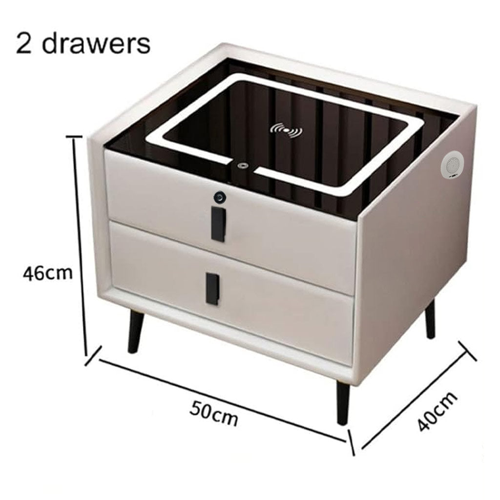 TECPHILE Smart Bedside Table 2 Drawers